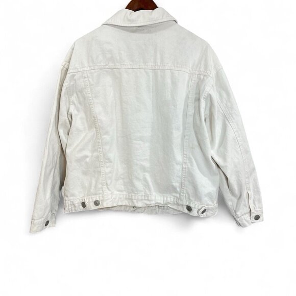 Aeropostale Womens Jeans Jacket Size Large Off White Denim Boyfriend Fit Cotton - Picture 2 of 15